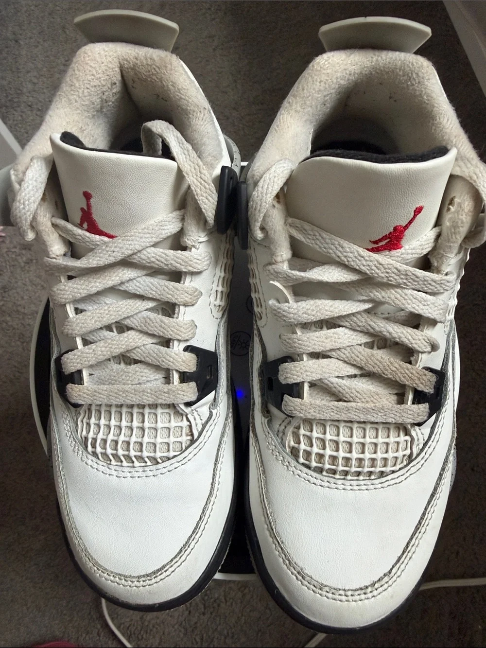 Jordan Kids Retro 4 Sneakers - Cream Black with Red Jumpman
